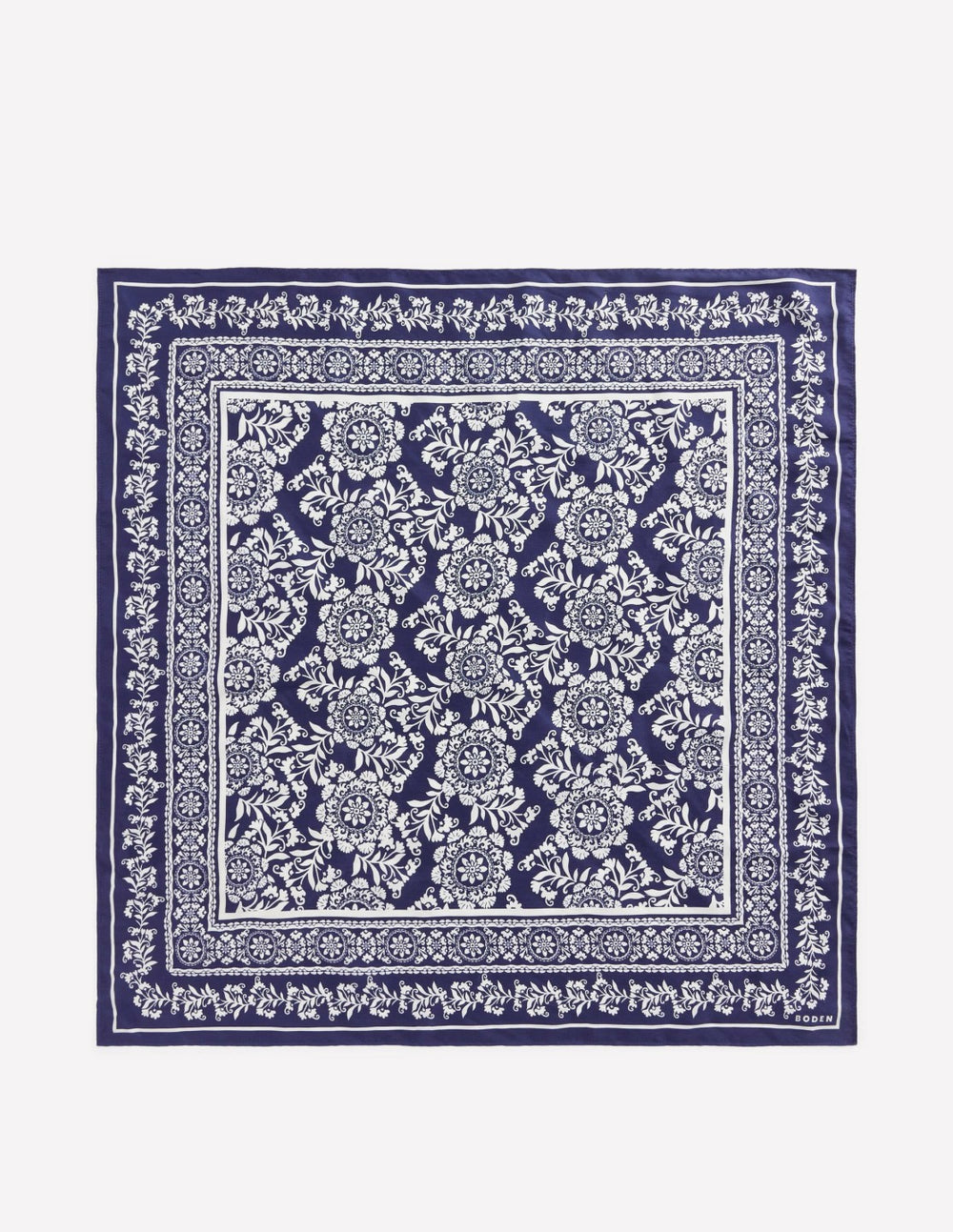 Elisabeth Silk Square Scarf-Navy Decorative Blossom / Boden On sale