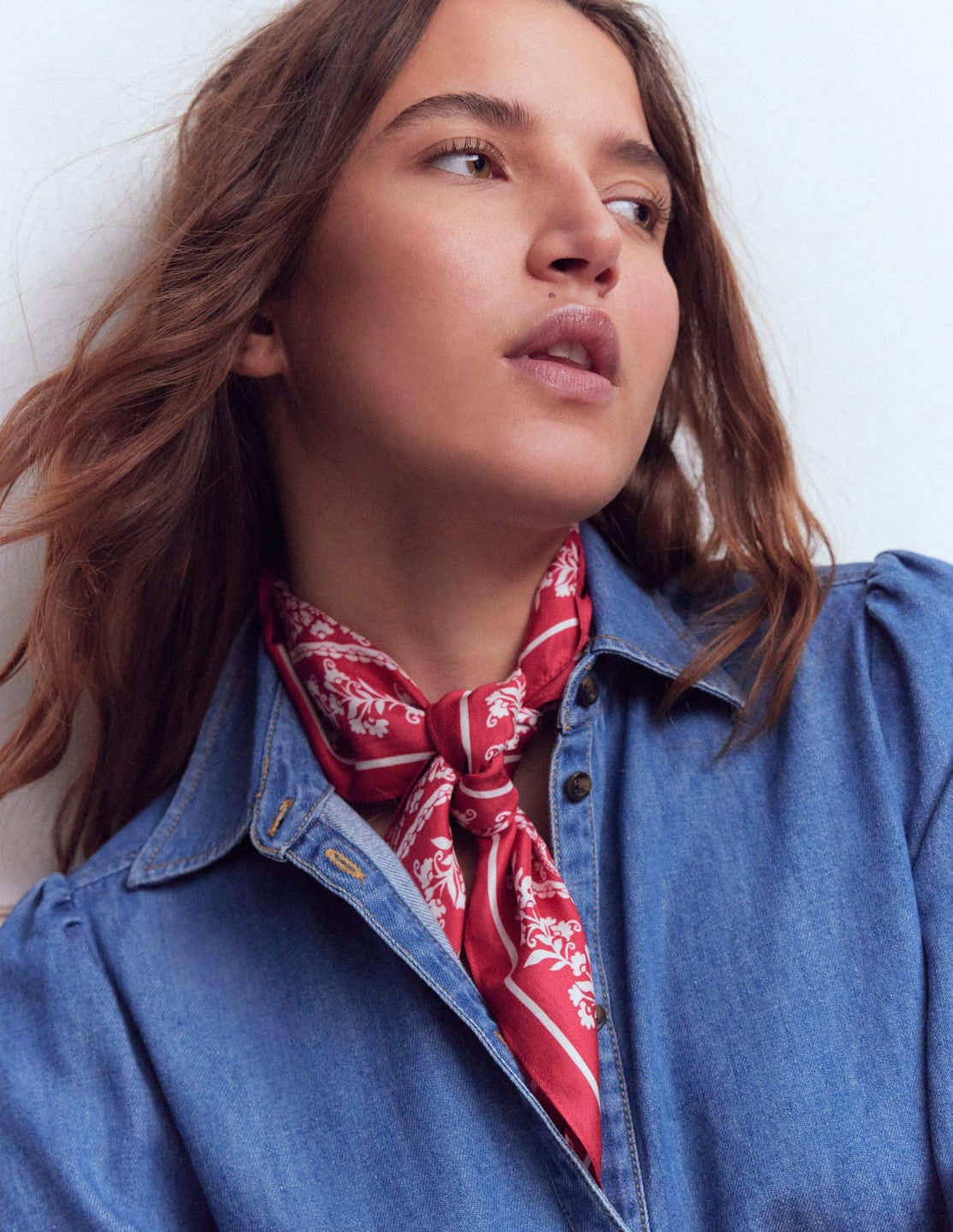 Elisabeth Silk Square Scarf-Red Decorative Blossom / Boden us