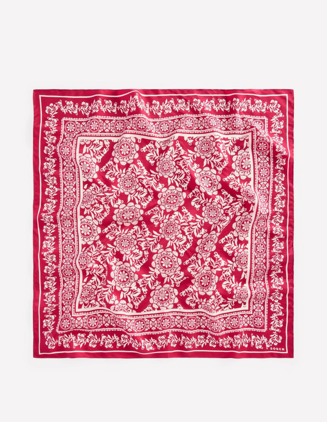 Elisabeth Silk Square Scarf-Red Decorative Blossom / Boden us