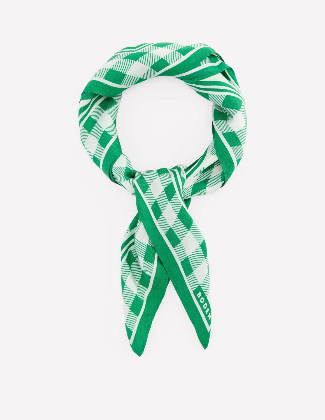 Elisabeth Silk Square Scarf-Green Gingham / Boden On sale