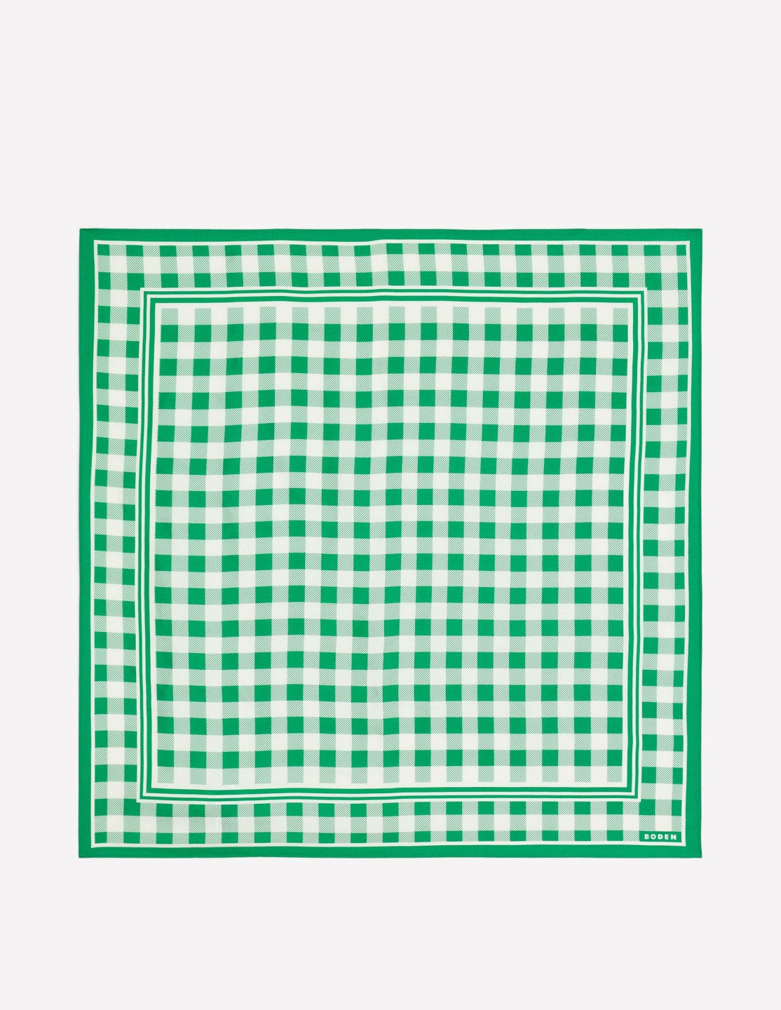 Elisabeth Silk Square Scarf-Green Gingham / Boden On sale