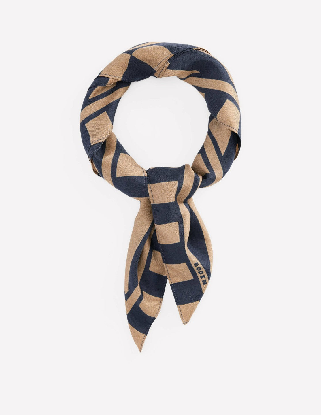 Elisabeth Silk Square Scarf-Navy and Camel Stripe / Boden