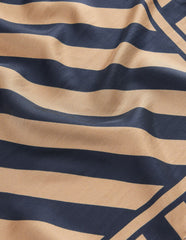 Elisabeth Silk Square Scarf-Navy and Camel Stripe / Boden