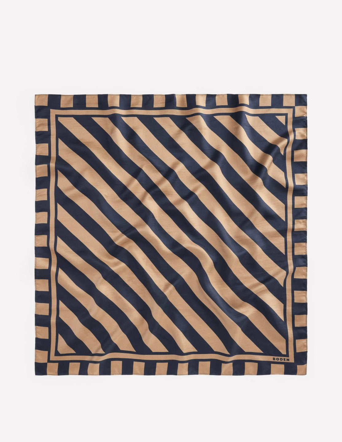 Elisabeth Silk Square Scarf-Navy and Camel Stripe / Boden
