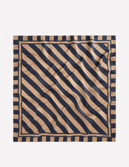 Elisabeth Silk Square Scarf-Navy and Camel Stripe / Boden
