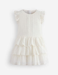 Pintuck Tiered Dress-Soft Ivory / Boden Online