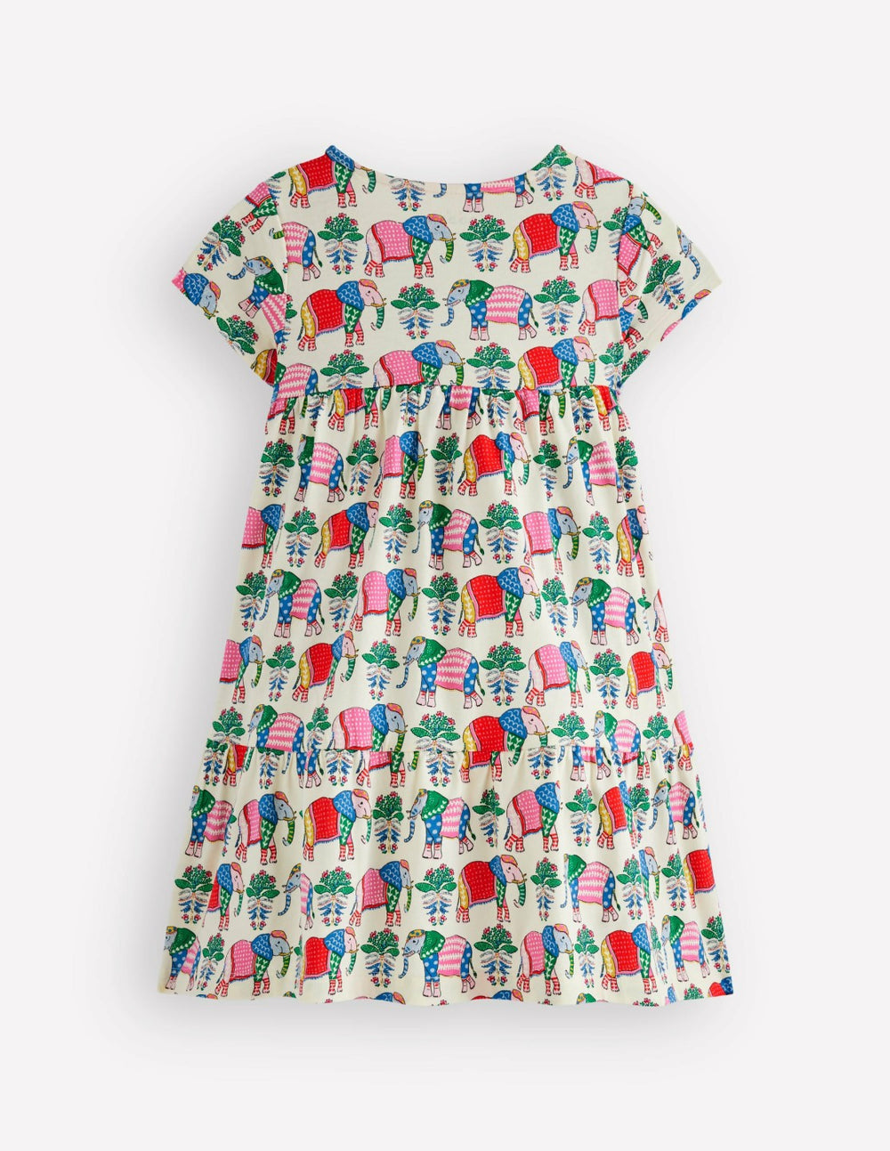 Ariel Twirly Jersey Dress-Multi Elephant Woodblock / Boden Outlet