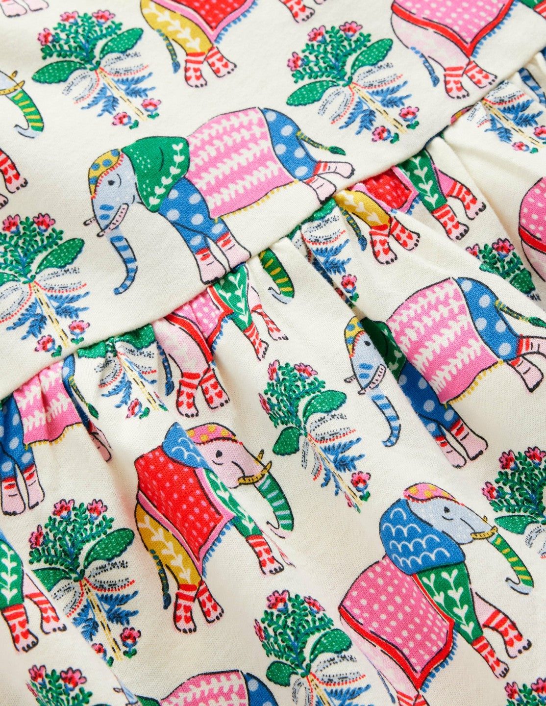 Ariel Twirly Jersey Dress-Multi Elephant Woodblock / Boden Outlet
