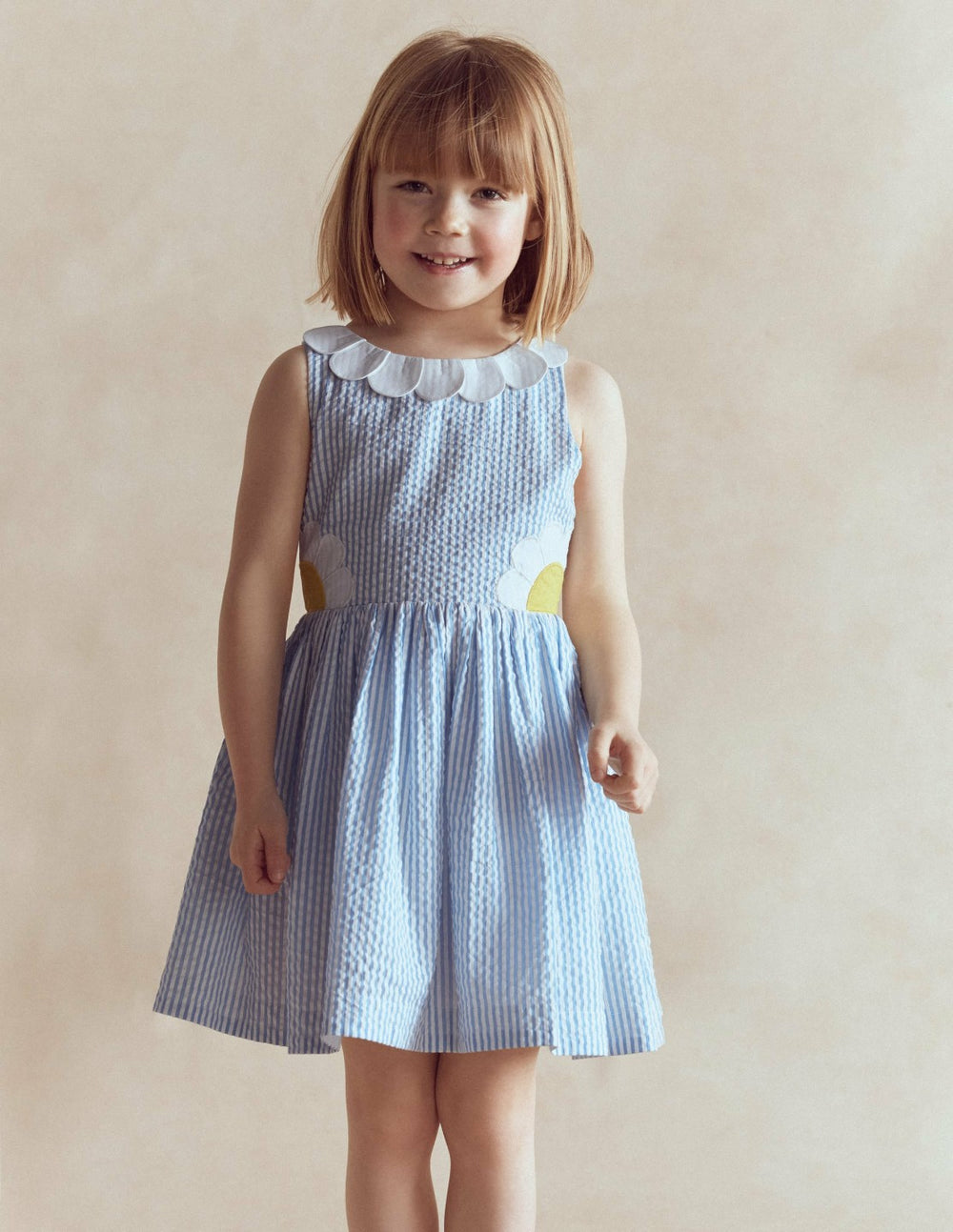 Novelty Cross-back Dress-Blue Daisy Applique / Boden On sale