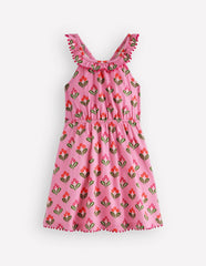 Ruffle Neck Trim Dress-Formica Pink Block Floral / Boden