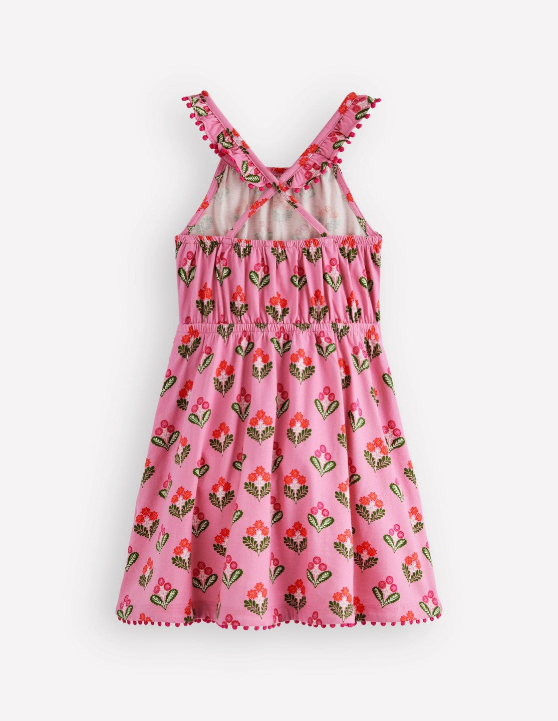 Ruffle Neck Trim Dress-Formica Pink Block Floral / Boden