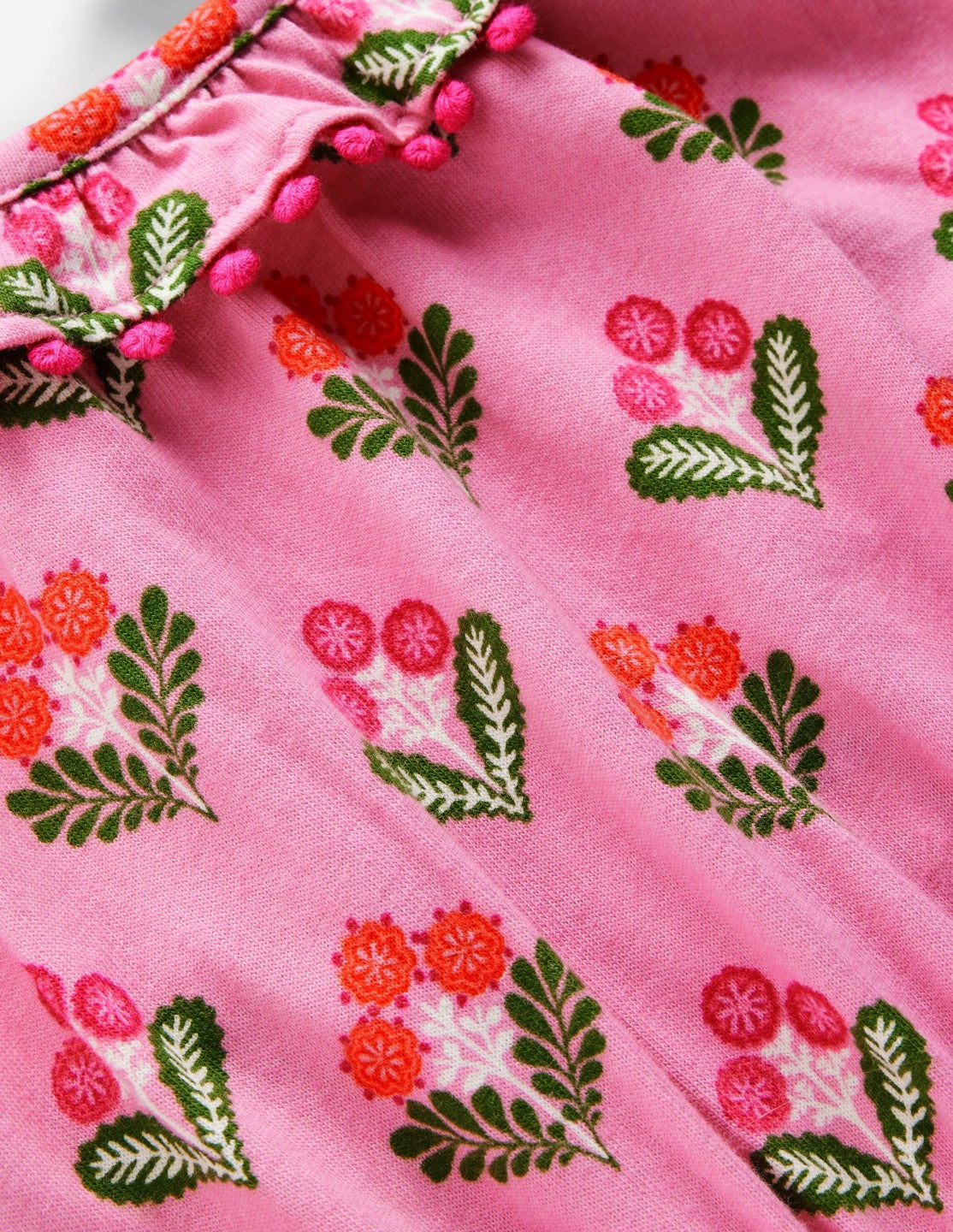 Ruffle Neck Trim Dress-Formica Pink Block Floral / Boden