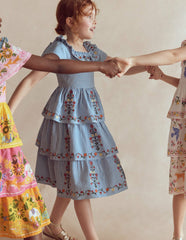 Tiered Ruffle Woven Dress-Ticking Stripe Floral / Boden Sale