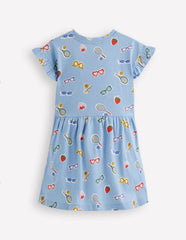 Jersey T-Shirt Dress-Glacier Blue Holiday Print / Boden Discount