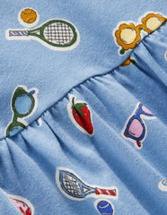 Jersey T-Shirt Dress-Glacier Blue Holiday Print / Boden Discount