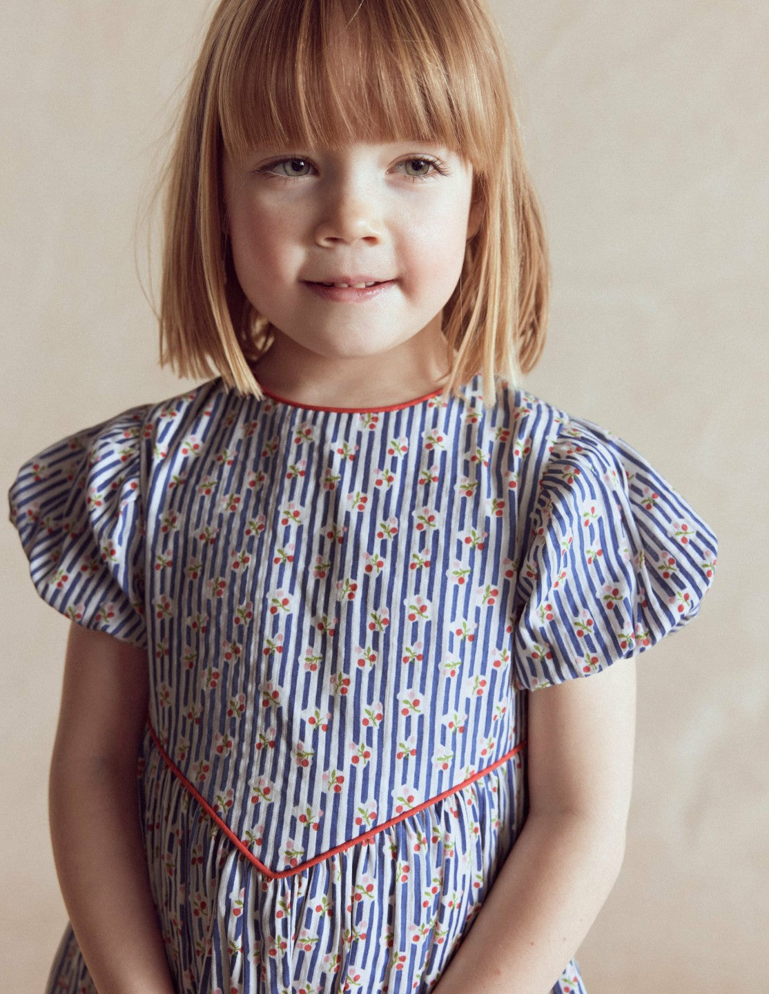 V-waist Woven Dress-Bluejay Cherry Stripe / Boden Online
