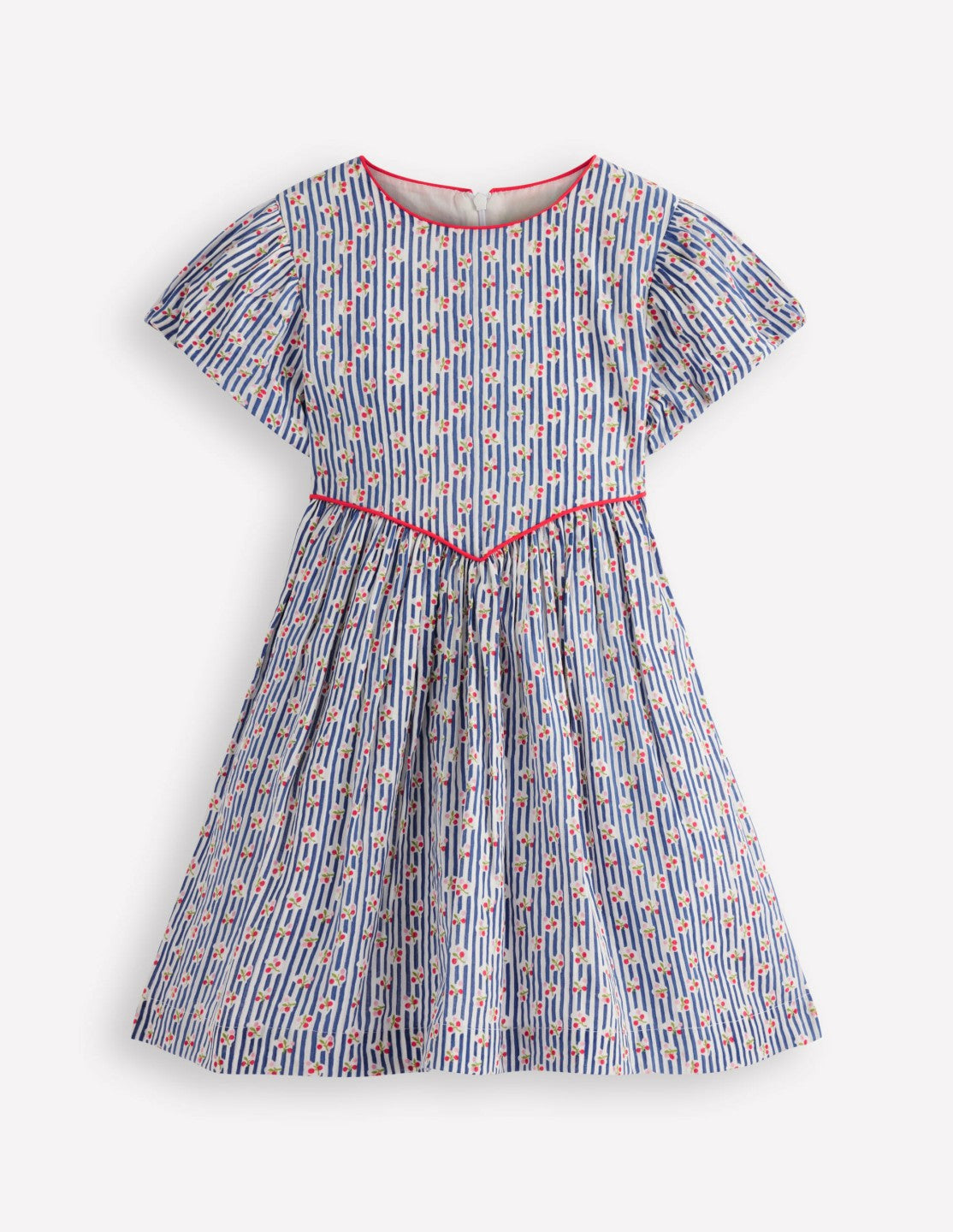 V-waist Woven Dress-Bluejay Cherry Stripe / Boden Online