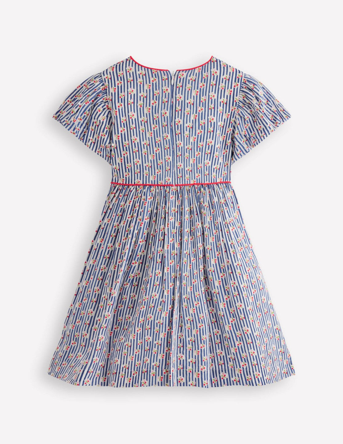 V-waist Woven Dress-Bluejay Cherry Stripe / Boden Online