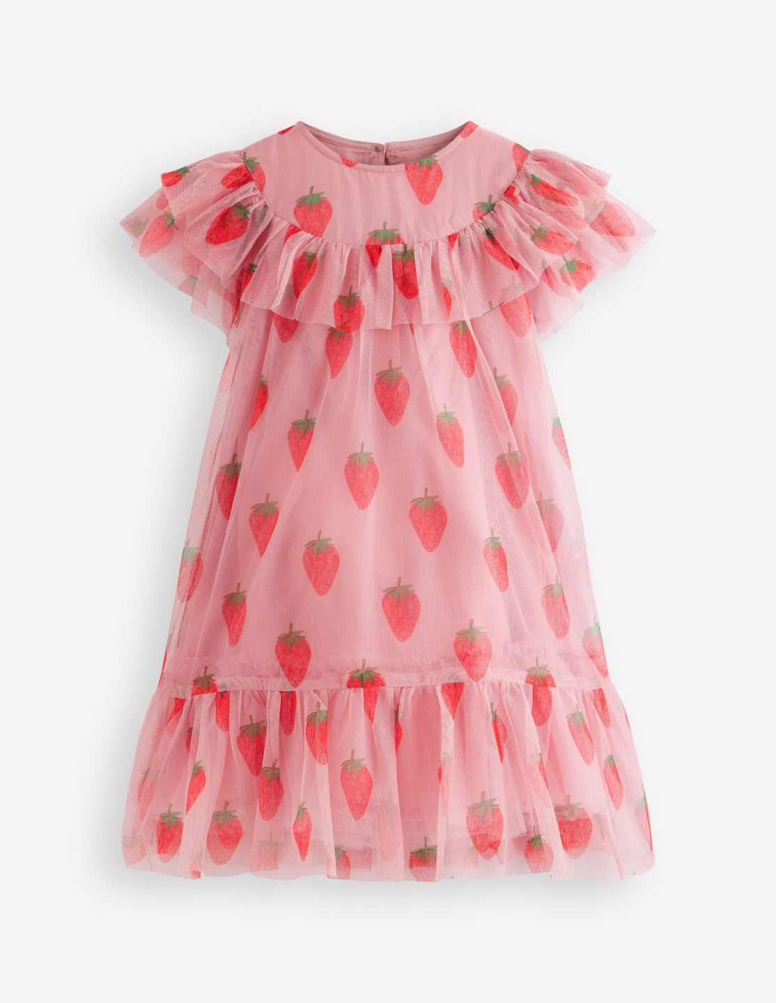 Printed Tulle Dress-Vintage Pink Strawberry Stamp / Boden Discount