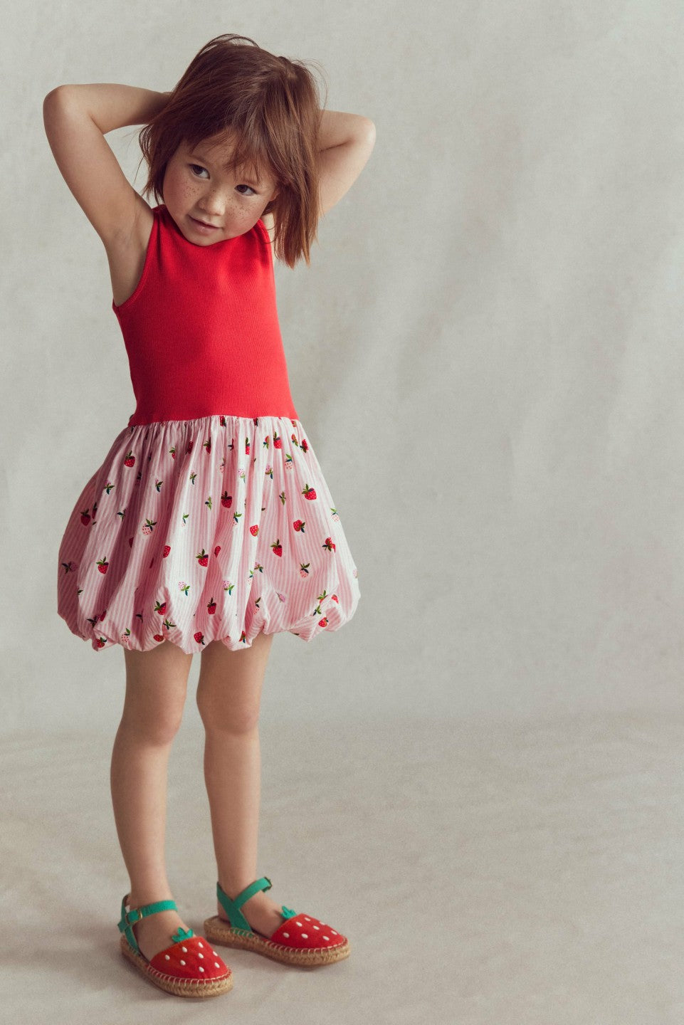 Bubble Hem Rib Dress-Ticking Stripe Strawberry / Boden On sale