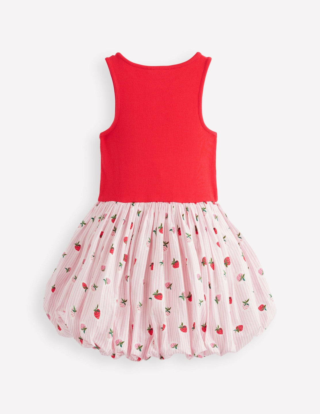Bubble Hem Rib Dress-Ticking Stripe Strawberry / Boden On sale