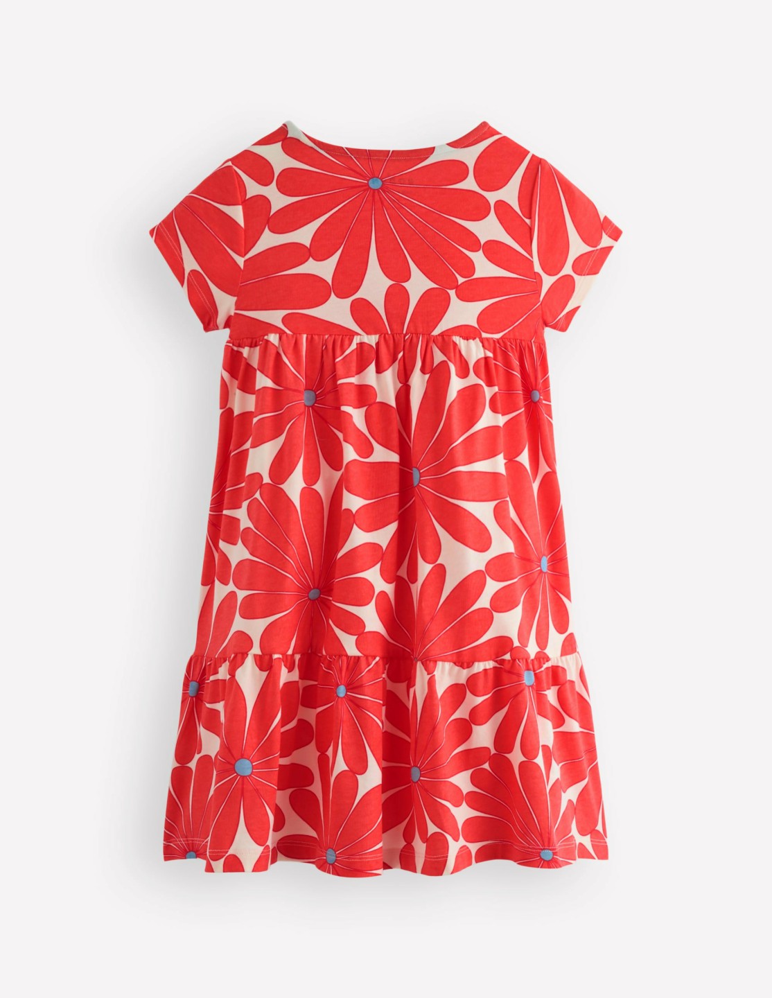 Ariel Twirly Jersey Dress-Coral Orange Giant Daisy / Boden