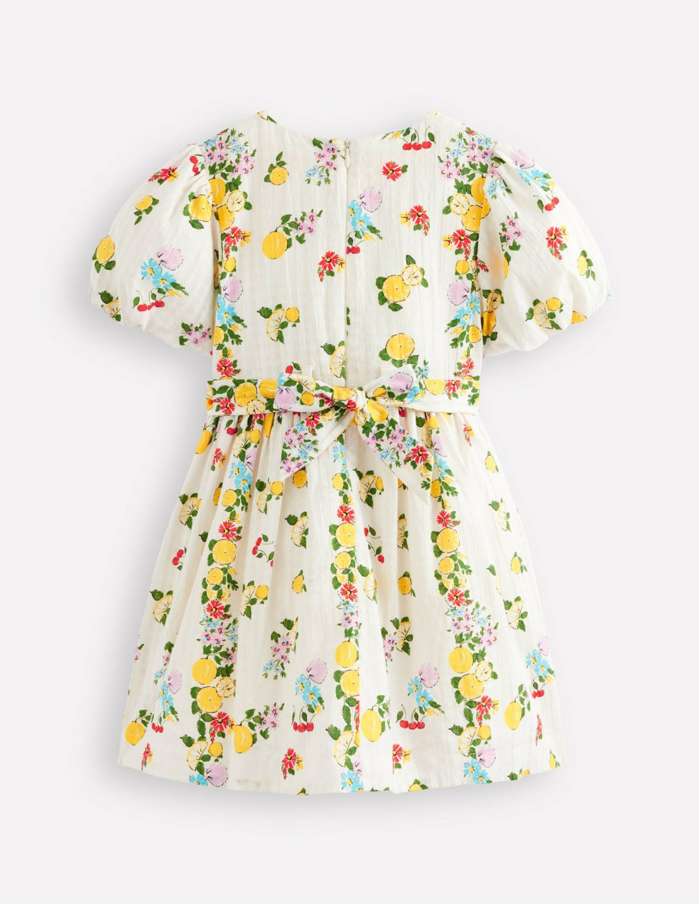 Vintage-style Sash Dress-Soft Ivory Lemon Floral / Boden Sale