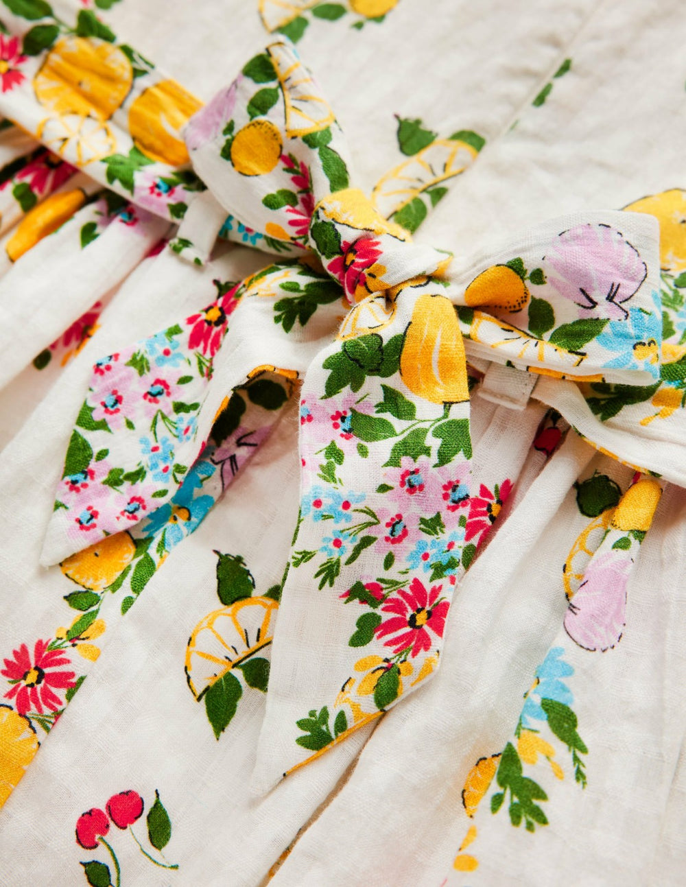 Vintage-style Sash Dress-Soft Ivory Lemon Floral / Boden Sale