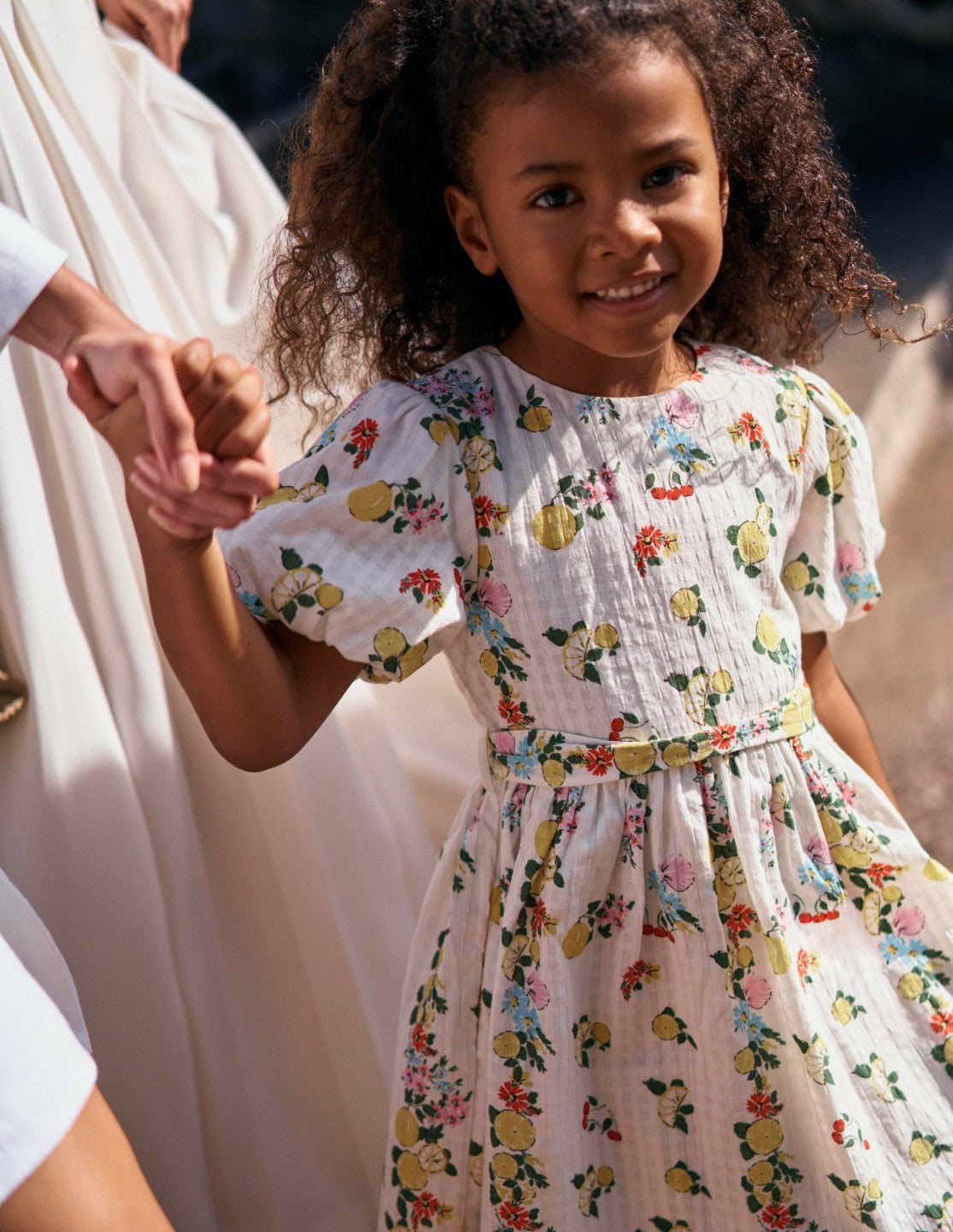 Vintage-style Sash Dress-Soft Ivory Lemon Floral / Boden Sale