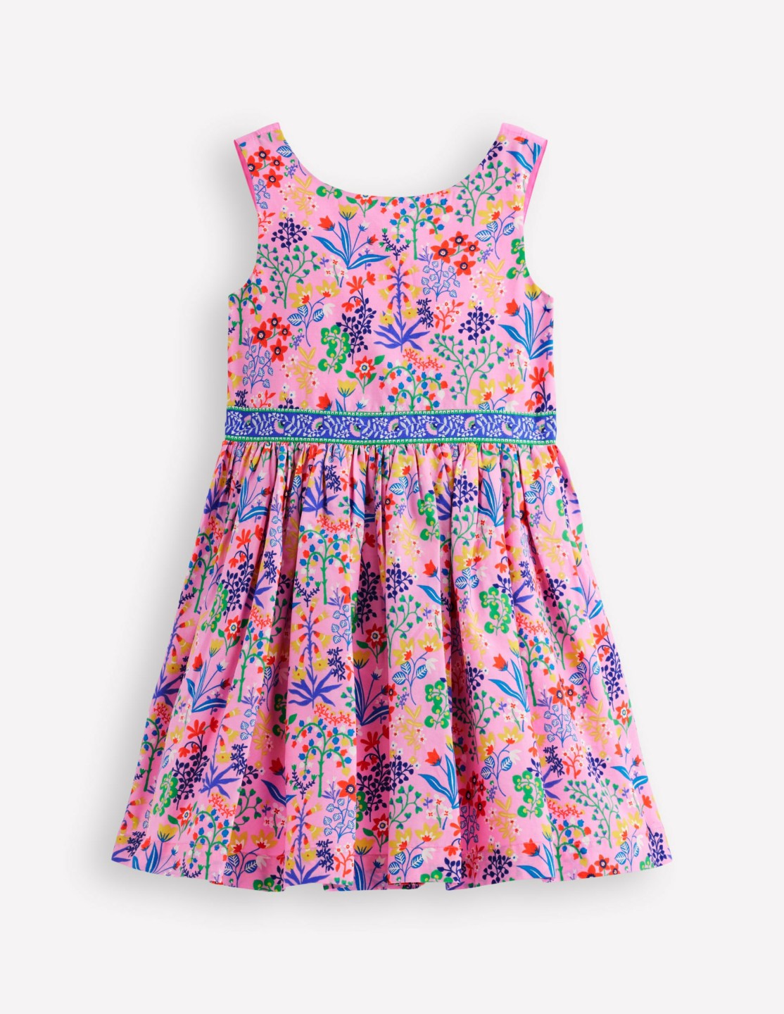 Multi Strap Flare Dress-Meadowsweet Pink Garden Floral / Boden Online