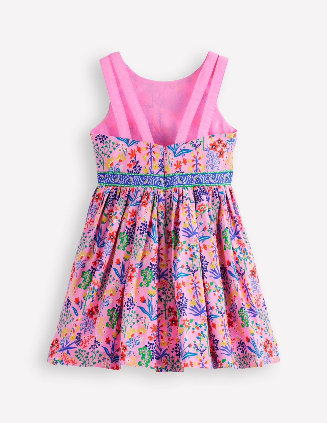 Multi Strap Flare Dress-Meadowsweet Pink Garden Floral / Boden Online