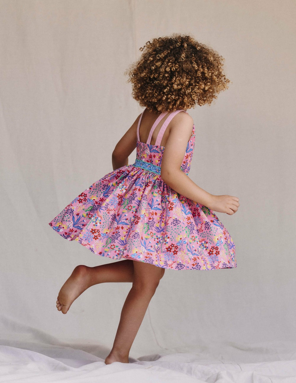 Multi Strap Flare Dress-Meadowsweet Pink Garden Floral / Boden Online