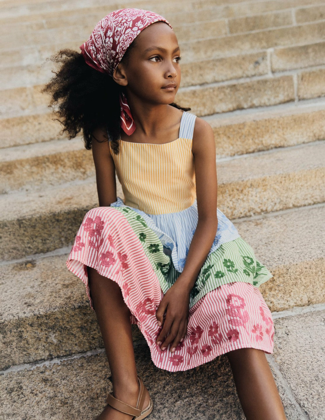 Tiered Embroidered Dress-Hotchpotch Stripe Embroidery / Boden Discount