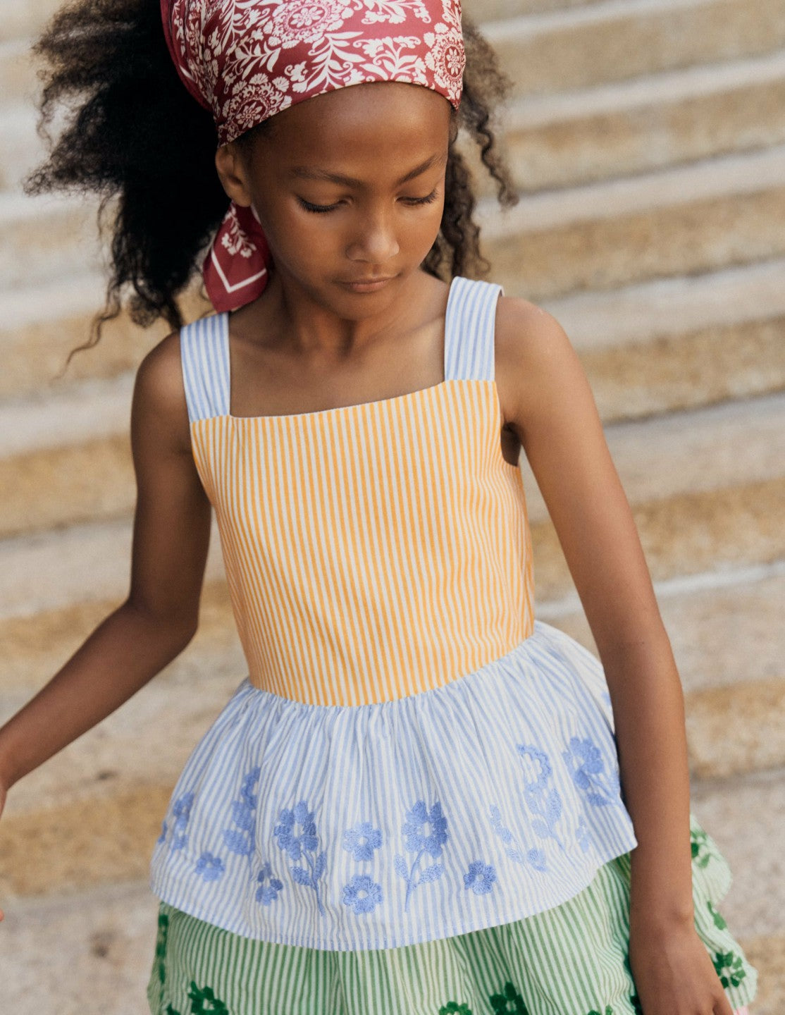 Tiered Embroidered Dress-Hotchpotch Stripe Embroidery / Boden Discount