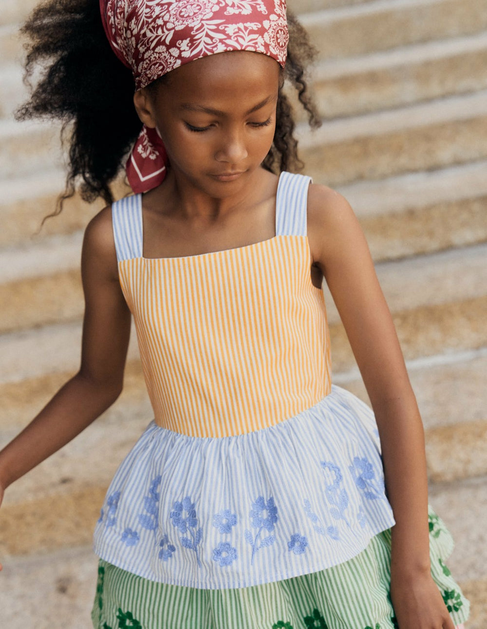 Tiered Embroidered Dress-Hotchpotch Stripe Embroidery / Boden Discount
