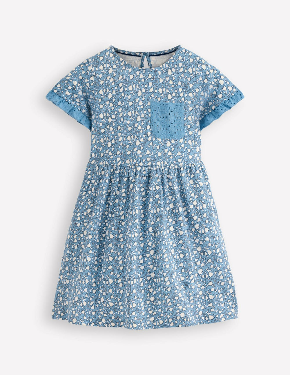 Broderie Pocket Jersey Dress-Glacier Blue Tiny Tulip / Boden us
