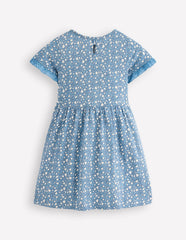 Broderie Pocket Jersey Dress-Glacier Blue Tiny Tulip / Boden us