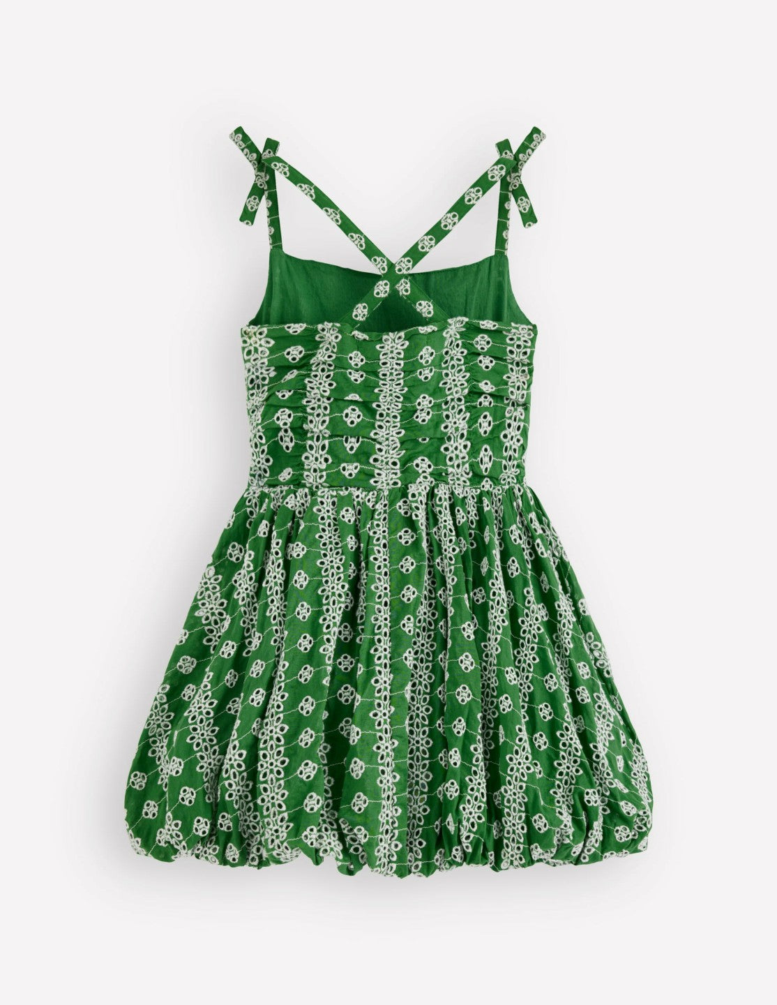 Ruched Bodice Bubble Dress-Green Broderie / Boden Outlet