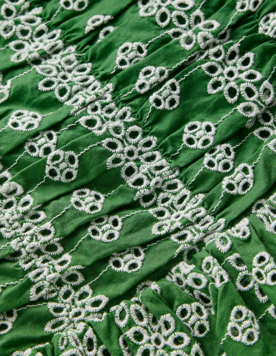 Ruched Bodice Bubble Dress-Green Broderie / Boden Outlet