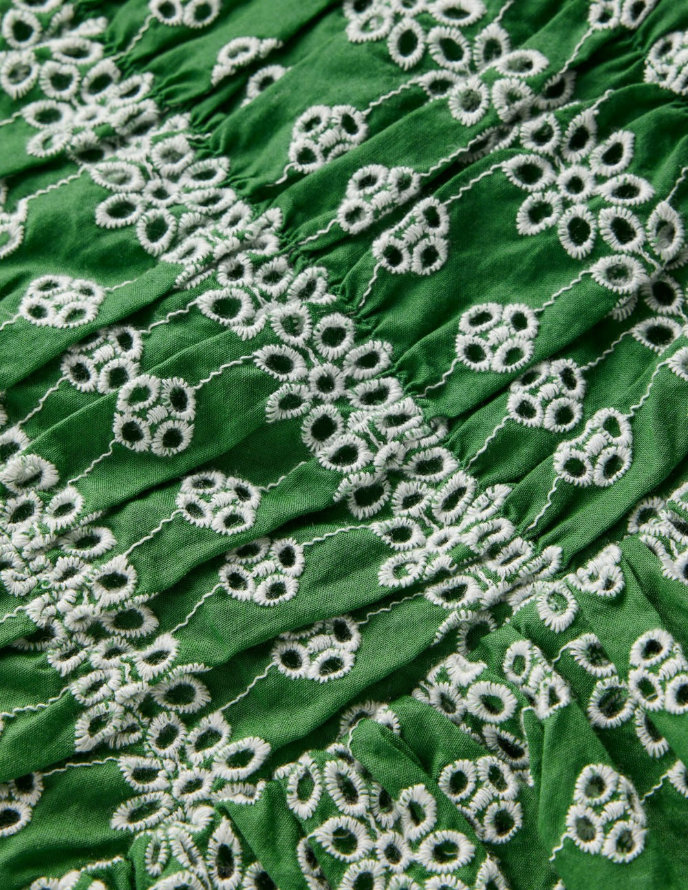 Ruched Bodice Bubble Dress-Green Broderie / Boden Outlet