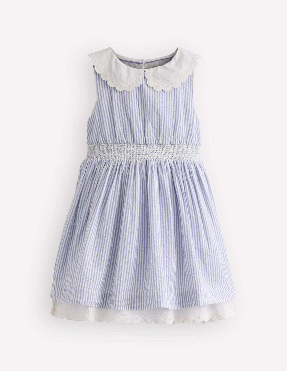 Nostalgic Broderie Dress-Salt Blue Ticking Stripe / Boden Discount