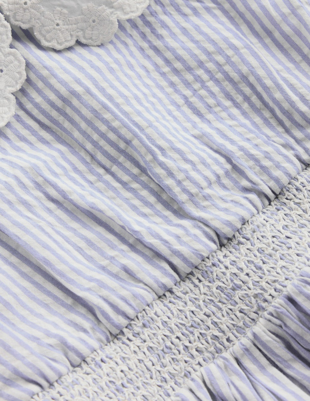 Nostalgic Broderie Dress-Salt Blue Ticking Stripe / Boden Discount
