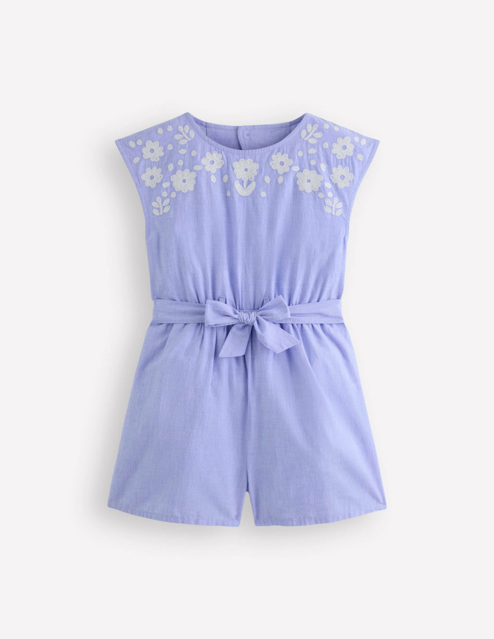 Tie Waist Woven Playsuit-Denim Embroidery / Boden us