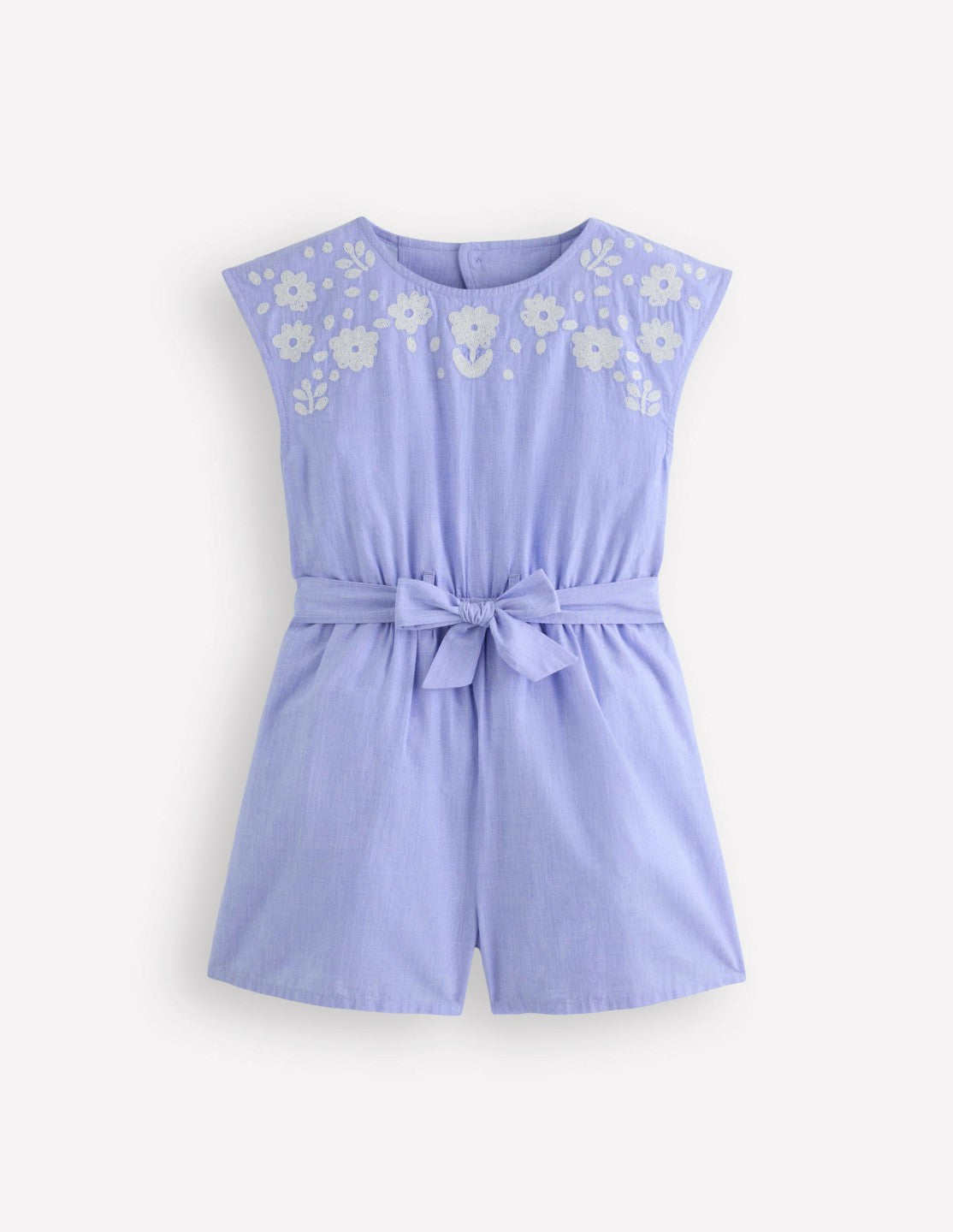 Tie Waist Woven Playsuit-Denim Embroidery / Boden us
