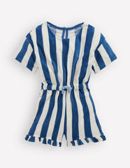Relaxed Towelling Playsuit-Denim Blue Stripe / Boden Sale