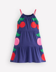 Enola Appliqué Jersey Dress-Starboard Blue Giant Cherries / Boden On sale