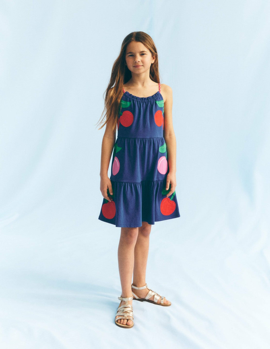 Enola Appliqué Jersey Dress-Starboard Blue Giant Cherries / Boden On sale