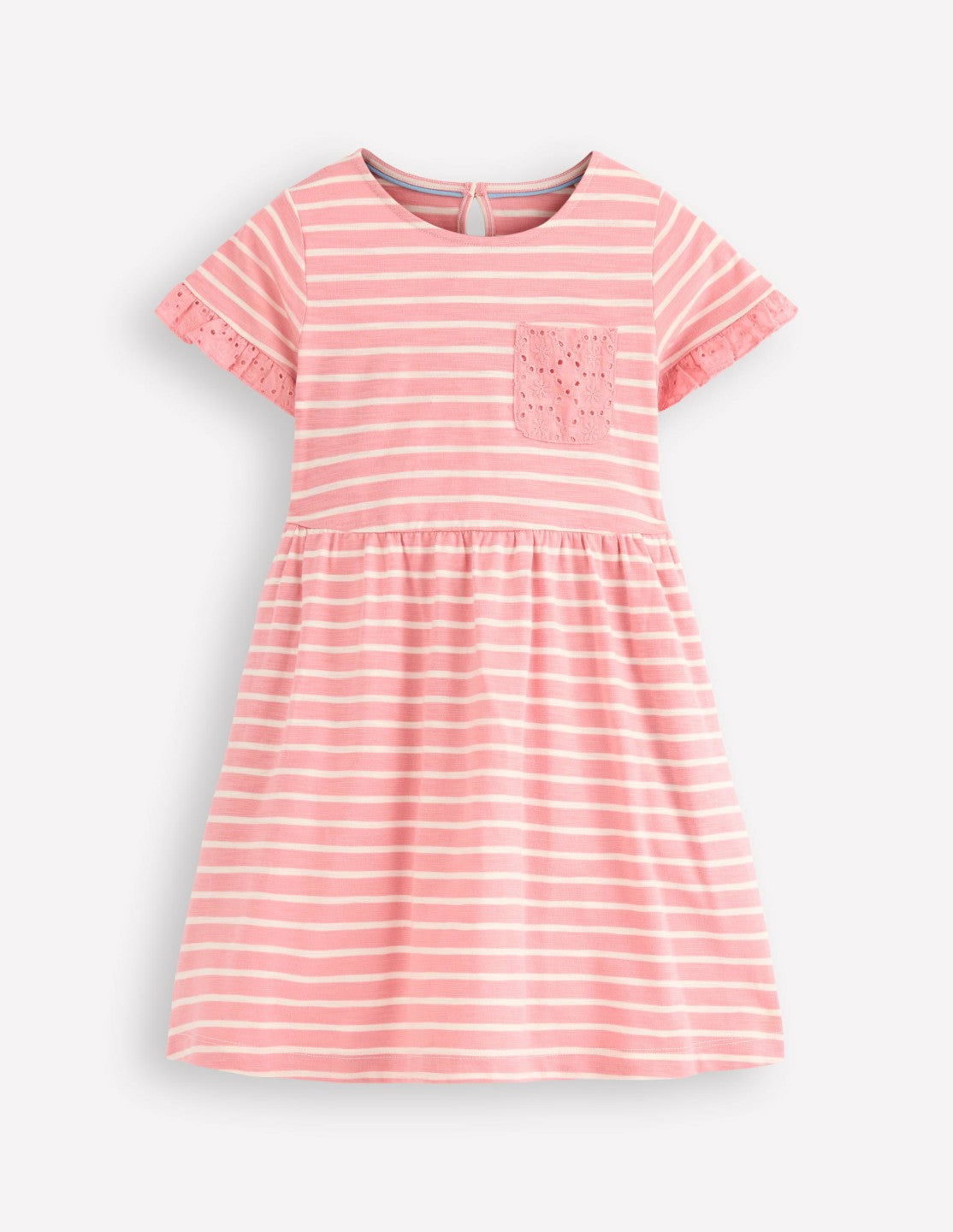 Broderie Pocket Jersey Dress-Almond Pink Stripe / Boden us