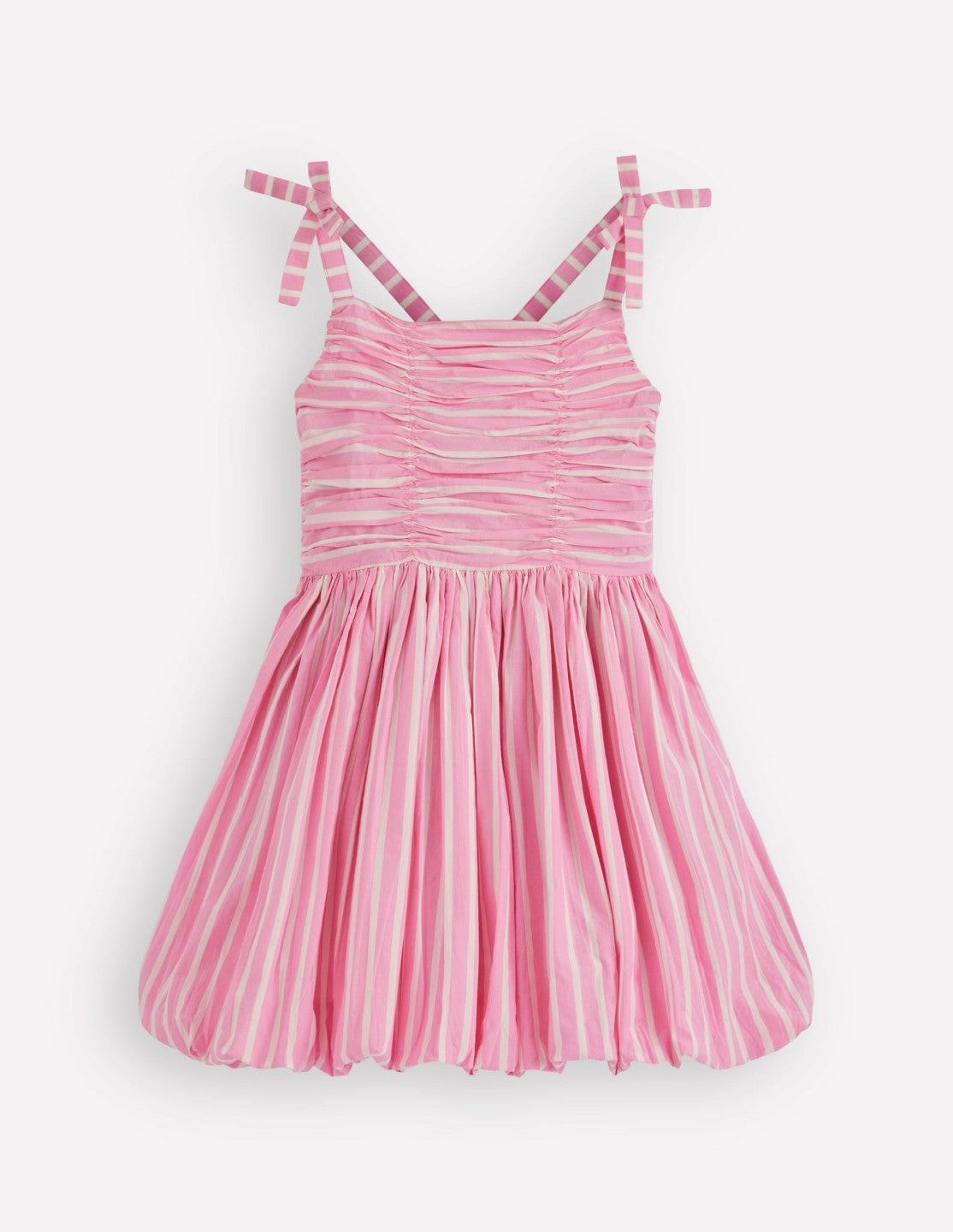 Ruched Bodice Bubble Dress-Formica Pink Stripe / Boden