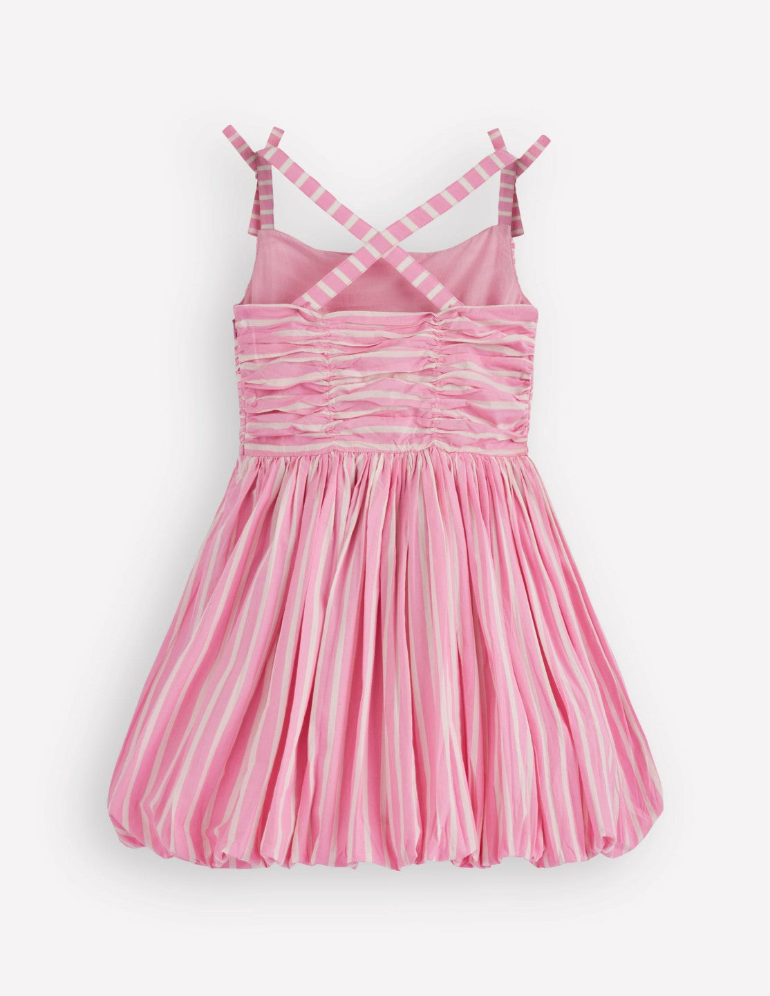 Ruched Bodice Bubble Dress-Formica Pink Stripe / Boden